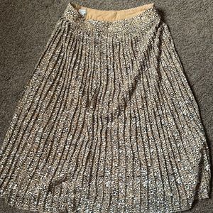 J. Crew Pleated Leopard Midi Skirt Size: 10